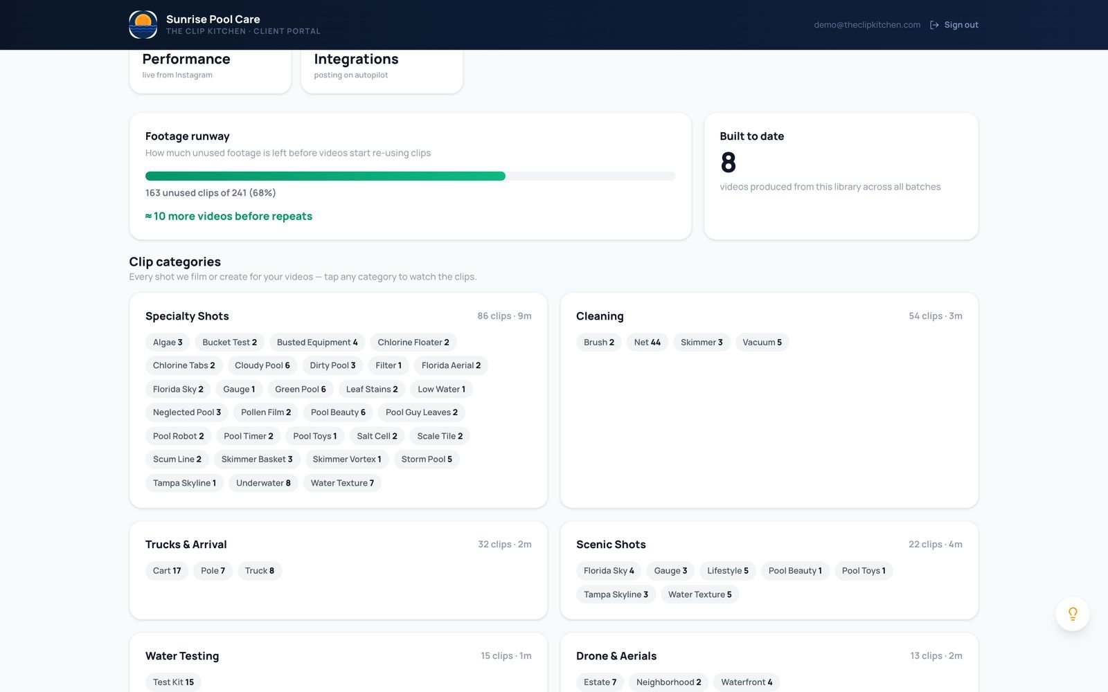 AI-tagged footage bank in the portal